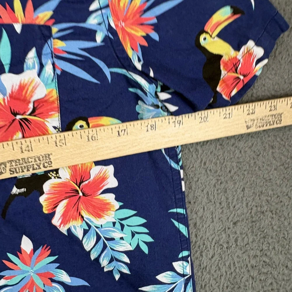 The Childrens Place Boys Blue Tropical Parrot Toucan Floral Button Down Shirt 16